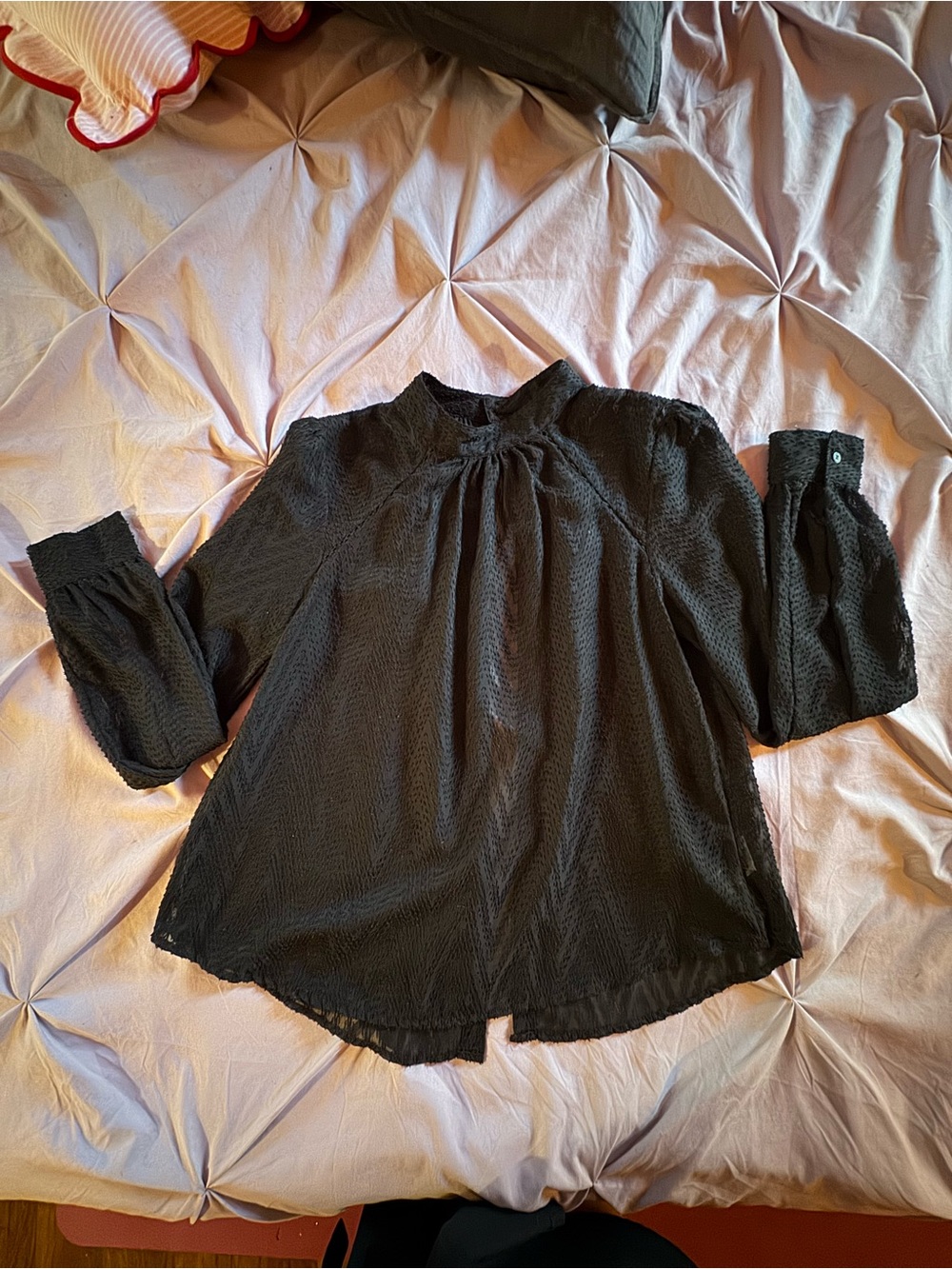 Free People Black Textured Blouse